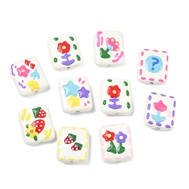 Фарфоровые бусины ручной работы, прямоугольные, яркие глазированный фарфор