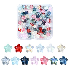 12 цветные прозрачные стеклянные шарики, с покрытием AB цвета, звезда