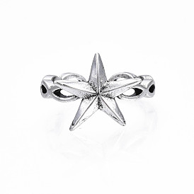 Pentagram Star Alloy Open Cuff Ring for Women, Cadmium Free & Lead Free
