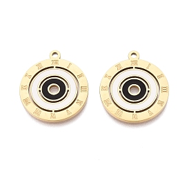 304 нержавеющей стальной эмали подвески, плоская круглая подвеска с римскими цифрами, ионное покрытие (ip), долговечный, золотые