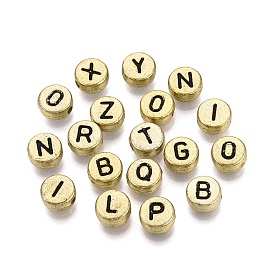 Покрытие акриловыми шариками, горизонтальное отверстие, плоский круглый с черной буквой, с золотым покрытием