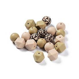 Perles focales rondes/polygonales en silicone de qualité alimentaire, perles à mâcher pour les jouets de dentition, Diy soins infirmiers colliers faisant