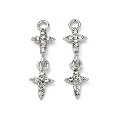 Подвески из сплава и страза, крест прелести