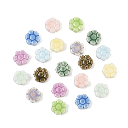 Handmade Porcelain Beads, Bright Glazed Porcelain, Flower