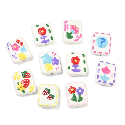 Фарфоровые бусины ручной работы, прямоугольные, яркие глазированный фарфор