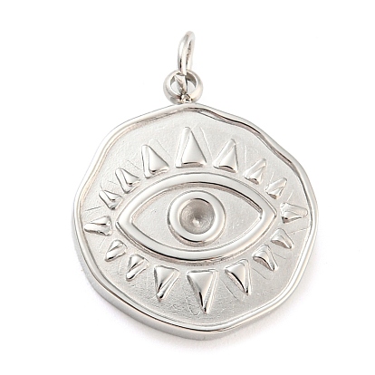 304 Настройки горный хрусталь из нержавеющей стали кулон, плоские круглые с глаз