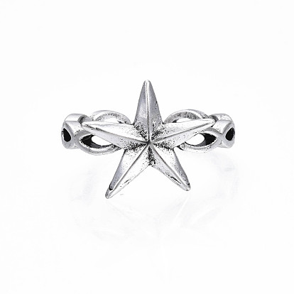 Pentagram Star Alloy Open Cuff Ring for Women, Cadmium Free & Lead Free