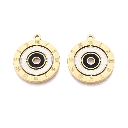 304 нержавеющей стальной эмали подвески, плоская круглая подвеска с римскими цифрами, ионное покрытие (ip), долговечный, золотые