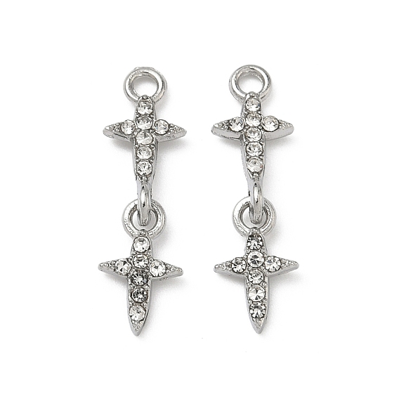 Подвески из сплава и страза, крест прелести