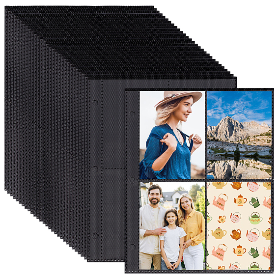100Pcs PP Plastic 3 Holes Binder Inner Pages for Card Holder, Rectangle