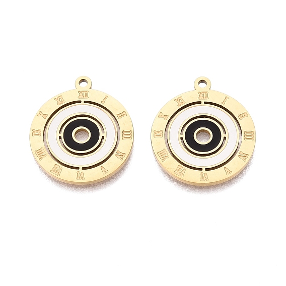 304 нержавеющей стальной эмали подвески, плоская круглая подвеска с римскими цифрами, ионное покрытие (ip), долговечный, золотые