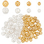 80шт. 8 стили долговечные полые латунные бусины с покрытием, филигранные бусы, круглые