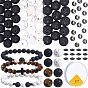DIY Armbänder machen Kit, einschließlich natürlicher Tigerauge-, Schneeflocken-, Schwarzachat- und Howlith-Perlen in AB-Qualität sowie synthetischer Hämatitperlen, kristallelastischer Stretchfaden