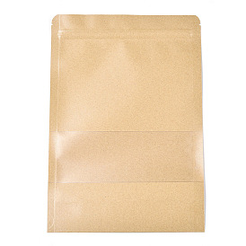 Многоразовые крафт-бумажные пакеты, закрывающиеся сумки, небольшой пакет из крафт-бумаги, с окном