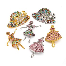 Dancing Girl/Hat Alloy Rhinestone Brooch