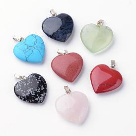 Natural & Synthetic Mixed Stone Pendants, Heart