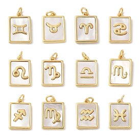 Подвески из латуни с натуральными белыми ракушками, подвески-созвездия с соединительными кольцами, долговечный, без свинца и без кадмия, стойки покрытие