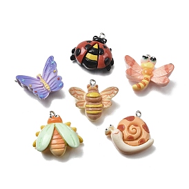 Непрозрачные подвески смолы, очарование насекомых, с платиново-железными петлями, разнообразные