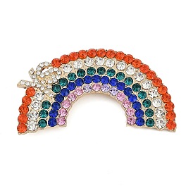 Rainbow Shape Rhinestone Brooches, Golden Alloy Lapel Pin for Backpack Clothes