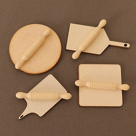 Wood Rolling Pin & Board Set, Micro Landscape Home Dollhouse Accessories, Pretending Prop Decorations