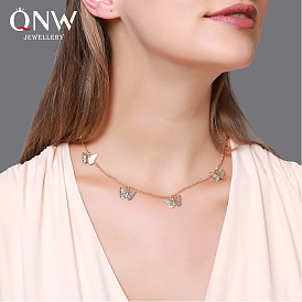 Chic Butterfly Necklace Set - Sweet and Simple Lock Collarbone Chain for Women