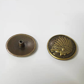 1 botones de aleación de agujero, con tornillo de hierro, redondo plano con patrón de diosa águila india, para accesorios de hardware y equipaje de bricolaje