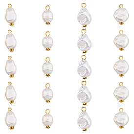 80шт 4 стили АБС-пластик подвески с имитацией жемчуга, с фурнитурой железной и сплавочной, овальные и каплевидные и плоские круглые