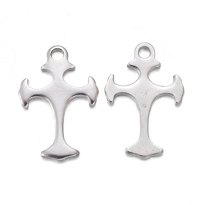 201 Stainless Steel Charms, Laser Cut, Cross