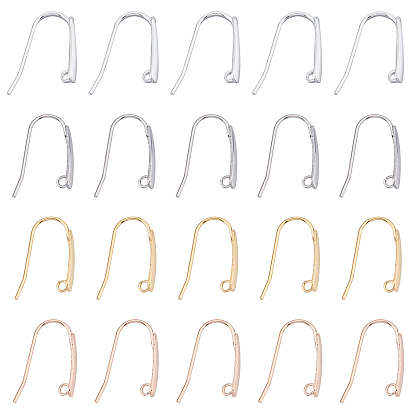 304 Stainless Steel Earring Hooks, with Horizontal Loop, Flat Ear Wire