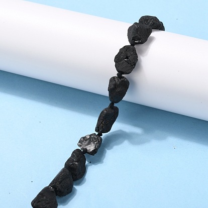 Rough Raw Natural Black Spinel Beads Strands, Nuggets