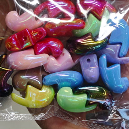 UV Plating Opaque Iridescent Acrylic Beads, Broken Heart