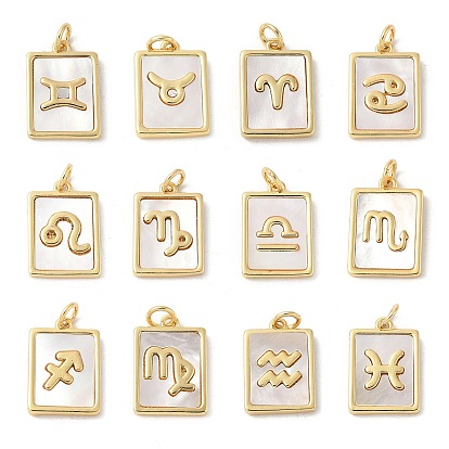 Подвески из латуни с натуральными белыми ракушками, подвески-созвездия с соединительными кольцами, долговечный, без свинца и без кадмия, стойки покрытие