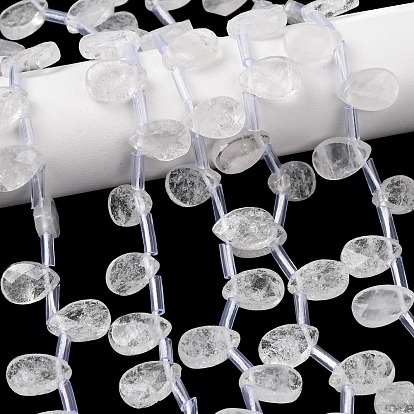 Природных кристаллов кварца бисер нитей, горного хрусталя, Грановитая Teardrop, Топ пробуренной, с пластиковыми трубчатыми бусинами