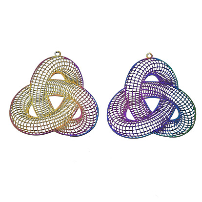 Ion Plating(IP) 201 Stainless Steel Filigree Pendants, Etched Metal Embellishments, Trinity Knot