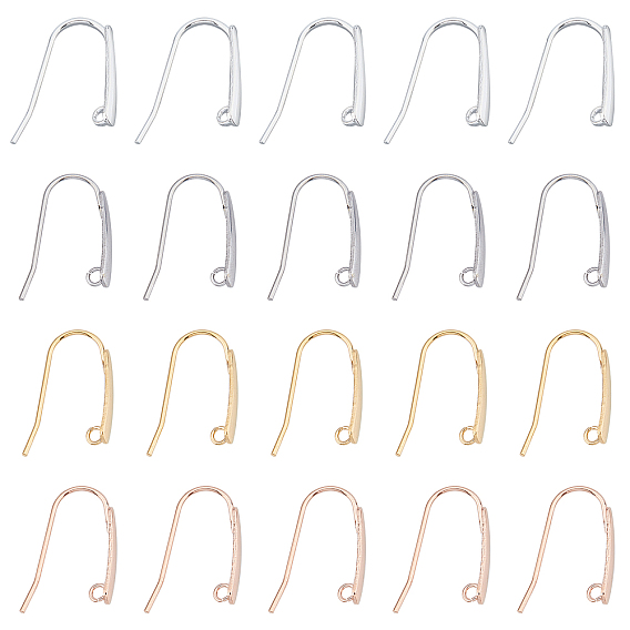 304 Stainless Steel Earring Hooks, with Horizontal Loop, Flat Ear Wire