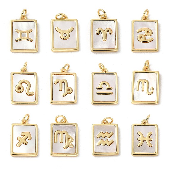 Подвески из латуни с натуральными белыми ракушками, подвески-созвездия с соединительными кольцами, долговечный, без свинца и без кадмия, стойки покрытие