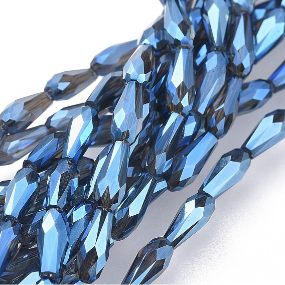 Гальванизируйте прозрачное стекло бисер нитей, с полным покрытием цвета радуги, граненые, граненые, слеза