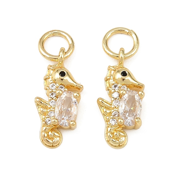 Латунные микро проложить кубического циркония подвески, прелести морских коньков, стойки покрытие, без кадмия и без свинца, долговечный, золотые, с целью перехода в кольце