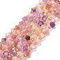 Natural Spinel Beads Strands, with Seed Beads, Faceted, Diagonal Cube Beads