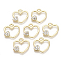 Alloy Pendants, with Rhinestone, Heart