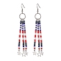 304 Stainless Steel Star Dangle Earrings, Glass Seed Beaded Tassel Earrings