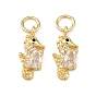 Латунные микро проложить кубического циркония подвески, прелести морских коньков, стойки покрытие, без кадмия и без свинца, долговечный, золотые, с целью перехода в кольце