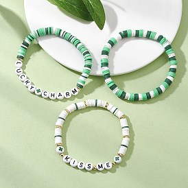 3шт. браслеты ручной работы из полимерной глины и акриловых бусин для женщин