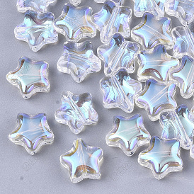 Transparent Glass Beads, AB Color Plated, Star