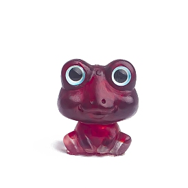 Resin Frog Display Decoration, with Lampwork Chips inside Statues for Home Office Decorations