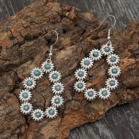 Personality simple water drop earrings femininity turquoise flower earrings