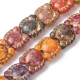 Окрашенные стеклянные бусины , золотой металл обвитыми, краб