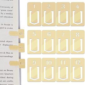 1 набор латунных закладок, скрепки со стрелками, опустошить, прямоугольник с номером 1~12