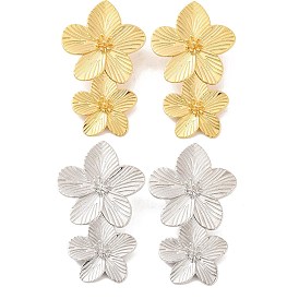 Brass Clear Cubic Zirconia Stud Earrings for Women, Lead Free & Cadmium Free, Flower