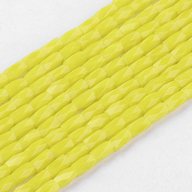 Opaque Color Glass Beads Strands, Imitation Austrian Crystal, Faceted, Column